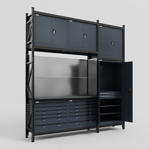 M21 Modular Work Bench - H3100mm x W2880mm | Laminate WBT | Dark Grey