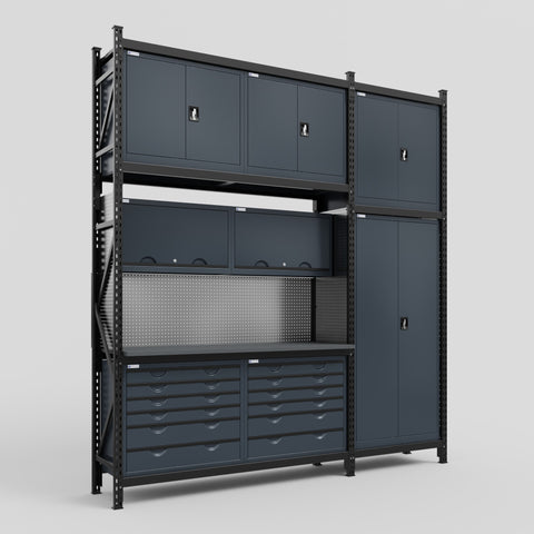 M21 Modular Work Bench - H3100mm x W2880mm | Laminate WBT | Dark Grey