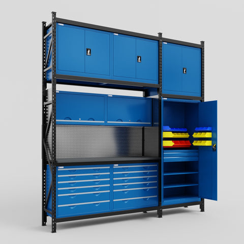 M21 Modular Work Bench - H3100mm x W2880mm | Laminate WBT | Blue