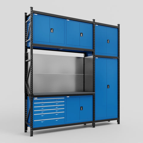 M21-3C Modular Work Bench - H3100mm x W2880mm | Laminate WBT | Blue