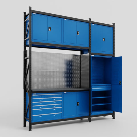 M21-3C Modular Work Bench - H3100mm x W2880mm | Laminate WBT | Blue