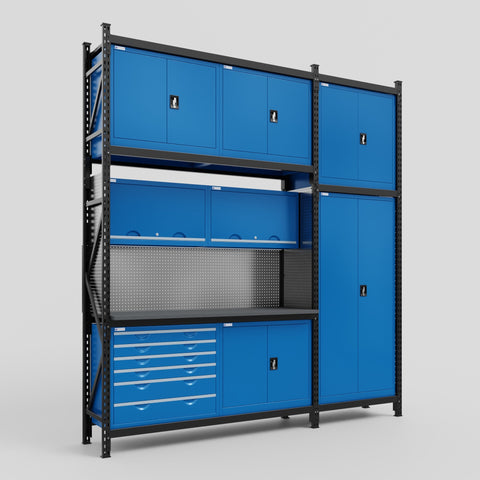 M21-3C Modular Work Bench - H3100mm x W2880mm | Laminate WBT | Blue