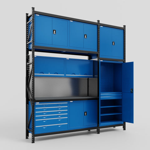 M21-3C Modular Work Bench - H3100mm x W2880mm | Laminate WBT | Blue