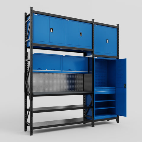 M21 Modular Work Bench - H3100mm x W2880mm | Laminate WBT | Blue