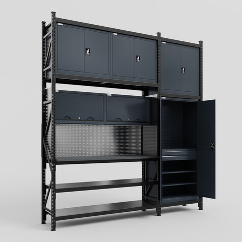 M21 Modular Work Bench - H3100mm x W2880mm | Laminate WBT | Dark Grey