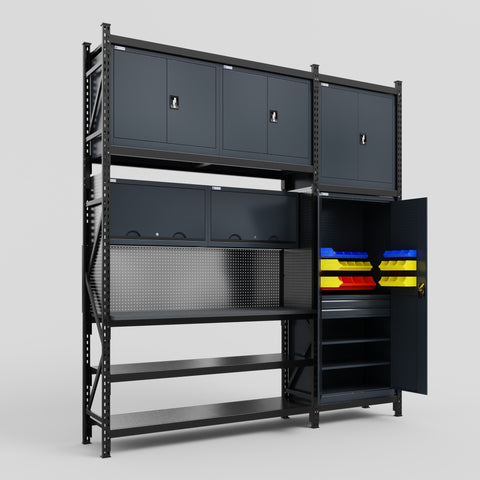 M21 Modular Work Bench - H3100mm x W2880mm | Laminate WBT | Dark Grey
