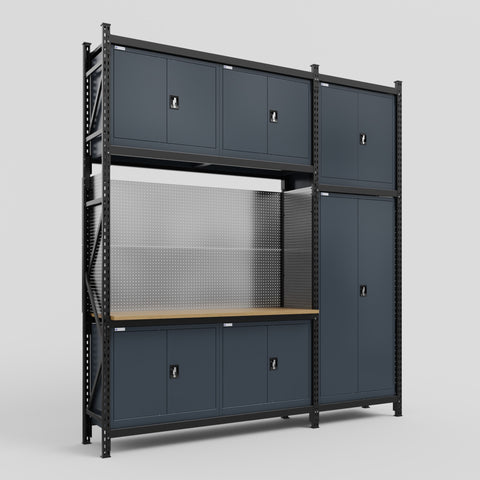 M21 Modular Work Bench - H3100mm x W2880mm | MDF WBT | Dark Grey