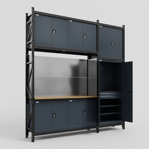M21 Modular Work Bench - H3100mm x W2880mm | MDF WBT | Dark Grey