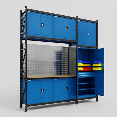 M21 Modular Work Bench - H3100mm x W2880mm | MDF WBT | Blue