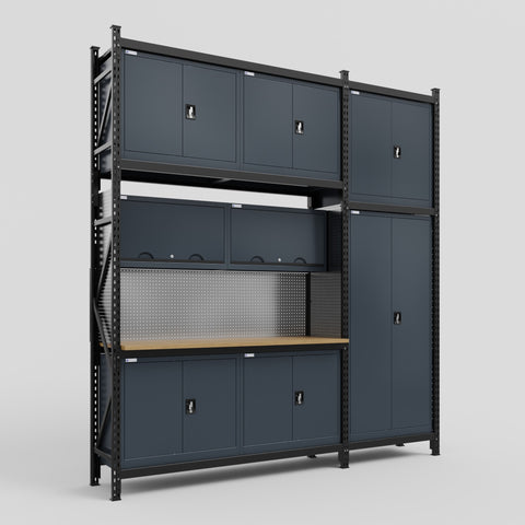 M21 Modular Work Bench - H3100mm x W2880mm | MDF WBT | Dark Grey