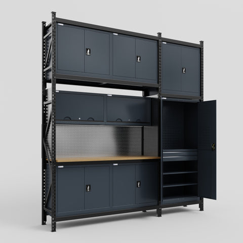 M21 Modular Work Bench - H3100mm x W2880mm | MDF WBT | Dark Grey