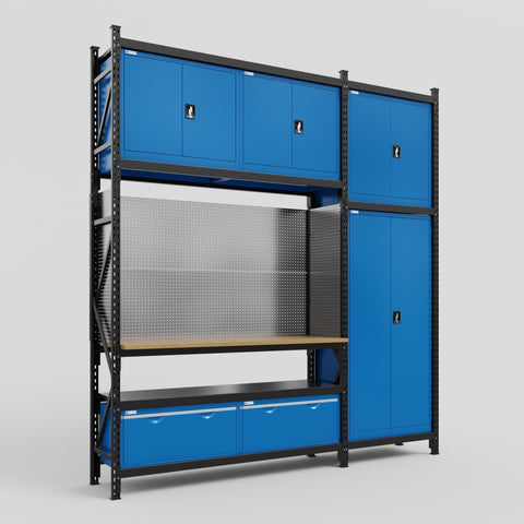 M21 Modular Work Bench - H3100mm x W2880mm | MDF WBT | Blue