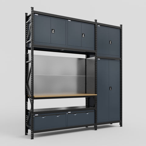 M21 Modular Work Bench - H3100mm x W2880mm | MDF WBT | Dark Grey