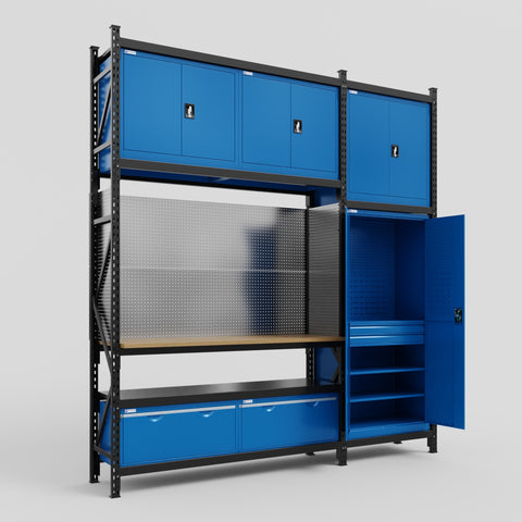 M21 Modular Work Bench - H3100mm x W2880mm | MDF WBT | Blue