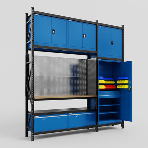 M21 Modular Work Bench - H3100mm x W2880mm | MDF WBT | Blue