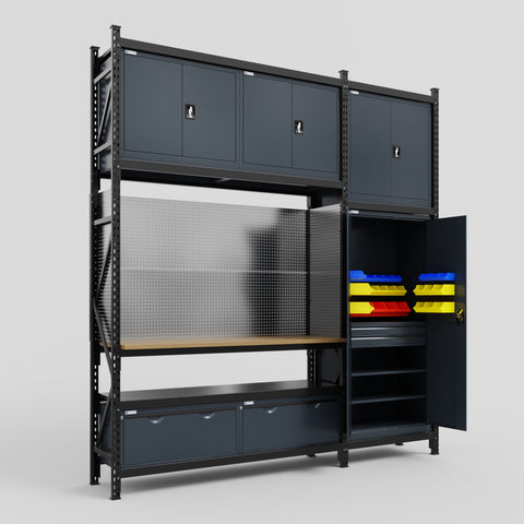 M21 Modular Work Bench - H3100mm x W2880mm | MDF WBT | Dark Grey