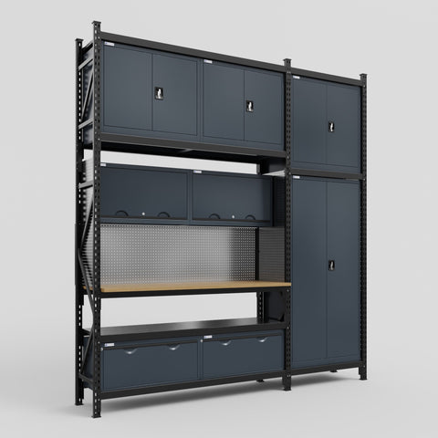 M21 Modular Work Bench - H3100mm x W2880mm | MDF WBT | Dark Grey