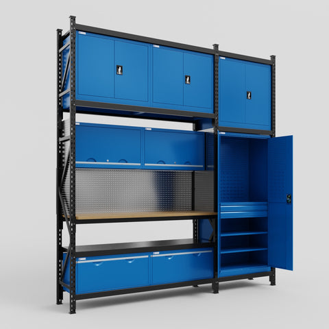 M21 Modular Work Bench - H3100mm x W2880mm | MDF WBT | Blue