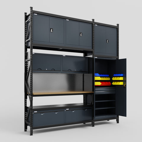 M21 Modular Work Bench - H3100mm x W2880mm | MDF WBT | Dark Grey