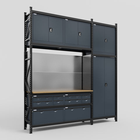 M21 Modular Work Bench - H3100mm x W2880mm | MDF WBT | Dark Grey