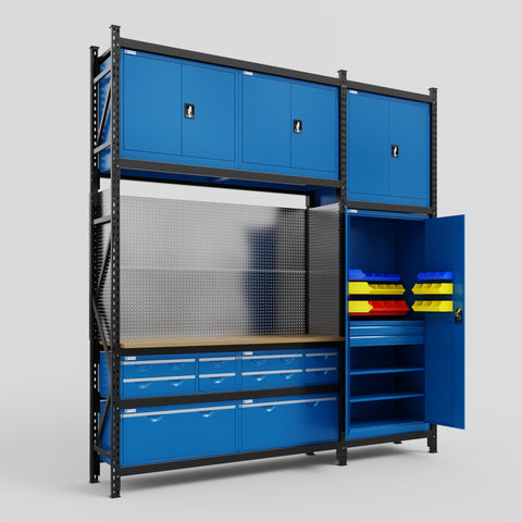 M21 Modular Work Bench - H3100mm x W2880mm | MDF WBT | Blue
