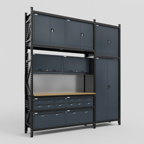 M21 Modular Work Bench - H3100mm x W2880mm | MDF WBT | Dark Grey