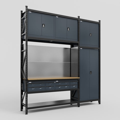 M21 Modular Work Bench - H3100mm x W2880mm | MDF WBT | Dark Grey