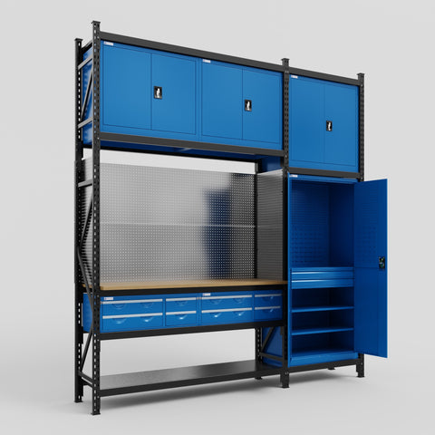 M21 Modular Work Bench - H3100mm x W2880mm | MDF WBT | Blue