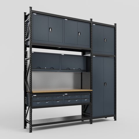 M21 Modular Work Bench - H3100mm x W2880mm | MDF WBT | Dark Grey