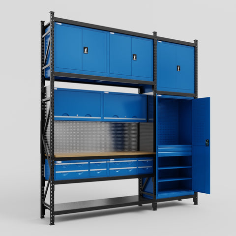 M21 Modular Work Bench - H3100mm x W2880mm | MDF WBT | Blue