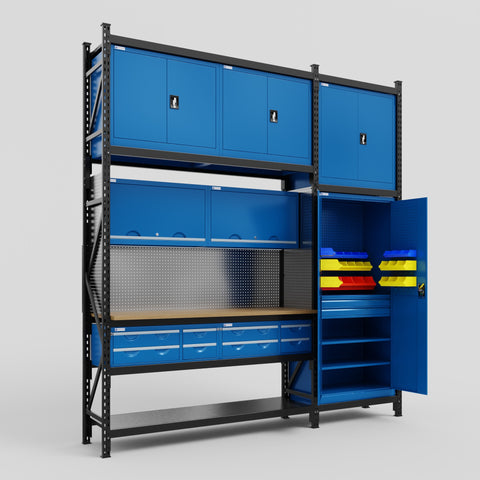 M21 Modular Work Bench - H3100mm x W2880mm | MDF WBT | Blue