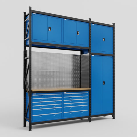 M21 Modular Work Bench - H3100mm x W2880mm | MDF WBT | Blue