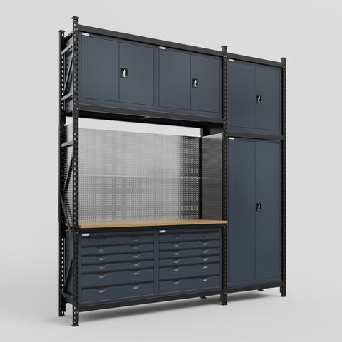 M21 Modular Work Bench - H3100mm x W2880mm | MDF WBT | Dark Grey