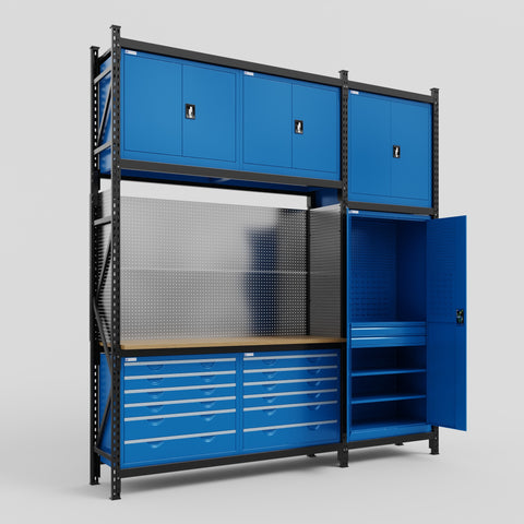 M21 Modular Work Bench - H3100mm x W2880mm | MDF WBT | Blue