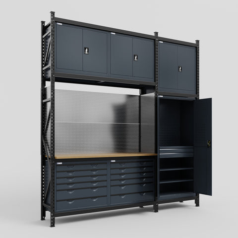 M21 Modular Work Bench - H3100mm x W2880mm | MDF WBT | Dark Grey