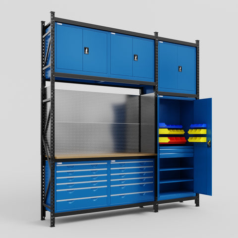 M21 Modular Work Bench - H3100mm x W2880mm | MDF WBT | Blue