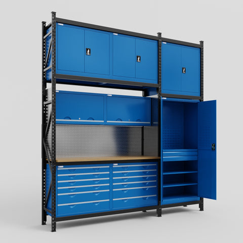M21 Modular Work Bench - H3100mm x W2880mm | MDF WBT | Blue