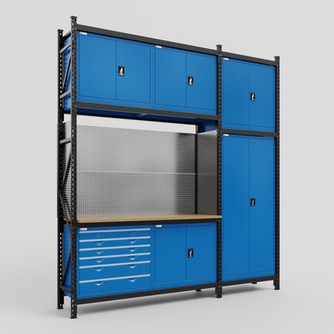 M21-3C Modular Work Bench - H3100mm x W2880mm | MDF WBT | Blue