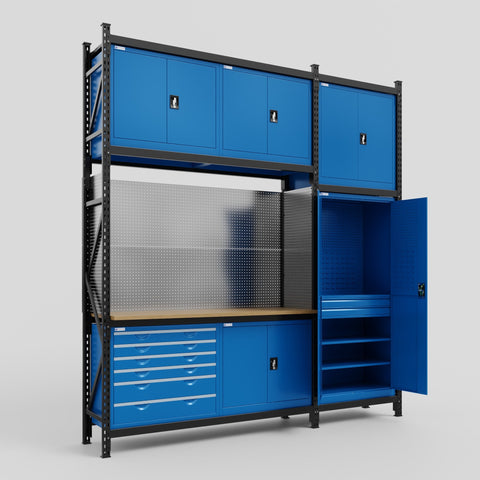 M21-3C Modular Work Bench - H3100mm x W2880mm | MDF WBT | Blue