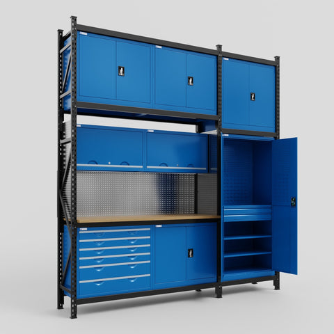 M21-3C Modular Work Bench - H3100mm x W2880mm | MDF WBT | Blue