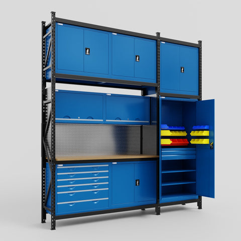 M21-3C Modular Work Bench - H3100mm x W2880mm | MDF WBT | Blue