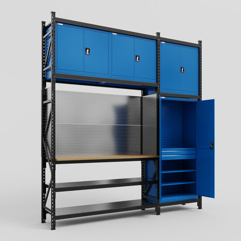 M21 Modular Work Bench - H3100mm x W2880mm | MDF WBT | Blue