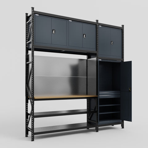 M21 Modular Work Bench - H3100mm x W2880mm | MDF WBT | Dark Grey