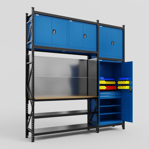 M21 Modular Work Bench - H3100mm x W2880mm | MDF WBT | Blue