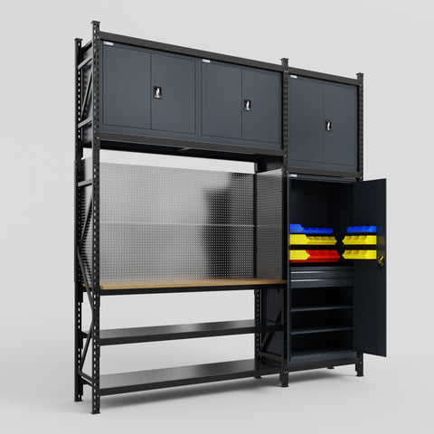 M21 Modular Work Bench - H3100mm x W2880mm | MDF WBT | Dark Grey
