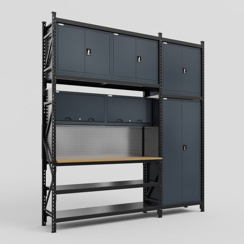M21 Modular Work Bench - H3100mm x W2880mm | MDF WBT | Dark Grey