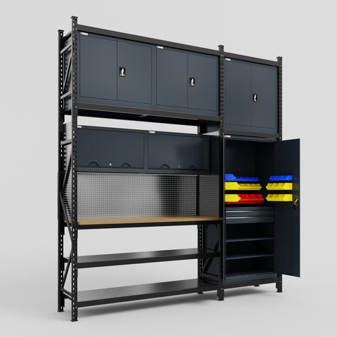 M21 Modular Work Bench - H3100mm x W2880mm | MDF WBT | Dark Grey