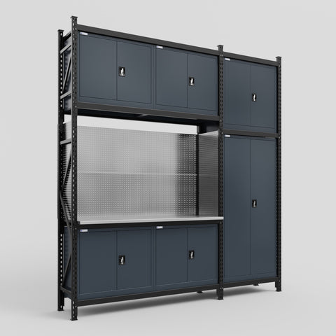 M21 Modular Work Bench - H3100mm x W2880mm | Stainless WBT | Dark Grey