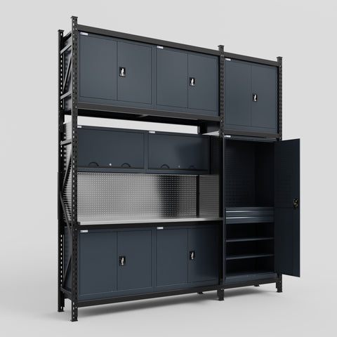 M21 Modular Work Bench - H3100mm x W2880mm | Stainless WBT | Dark Grey