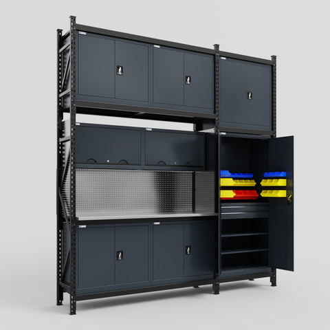 M21 Modular Work Bench - H3100mm x W2880mm | Stainless WBT | Dark Grey
